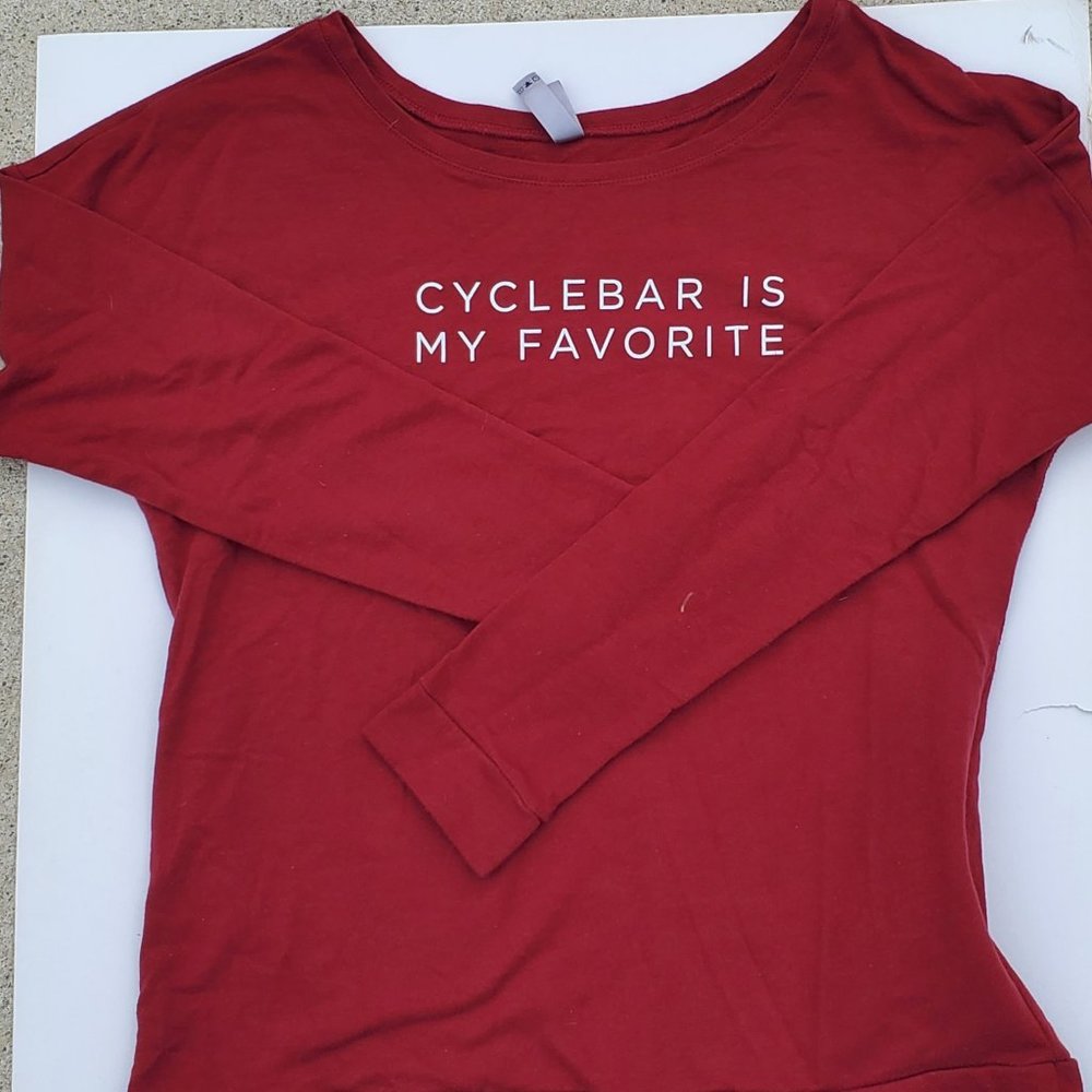 Cyclebar Next Level deep Red Long Sleeve lightweight sweatshirt, Size M, Cotton